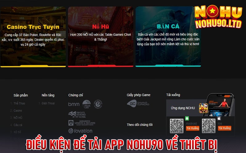 Điều kiện để tải app nohu90 về thiêt bị 