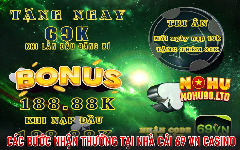 Hướng dẫn các bước nhận thưởng tại nhà cái 69 vn casino